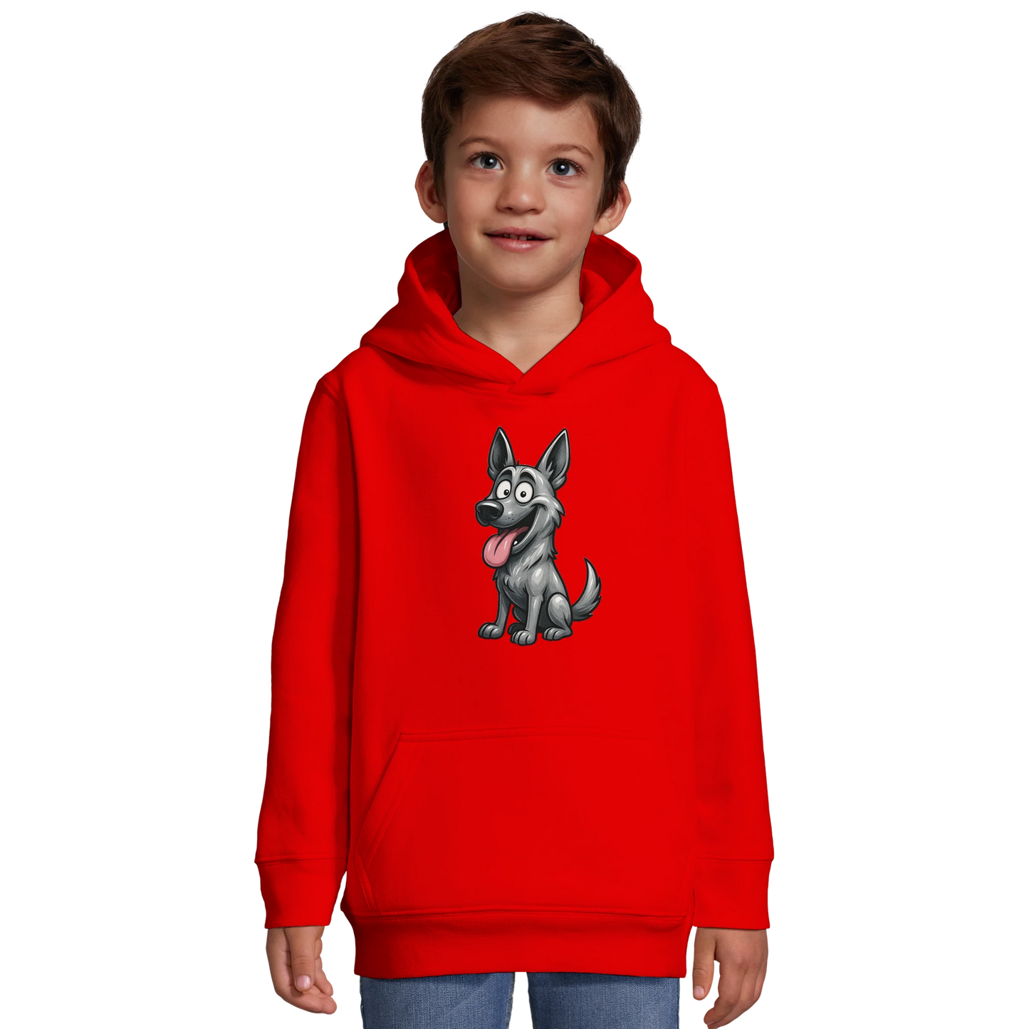 Sweat-shirt à capuche enfant rouge Malinois humour