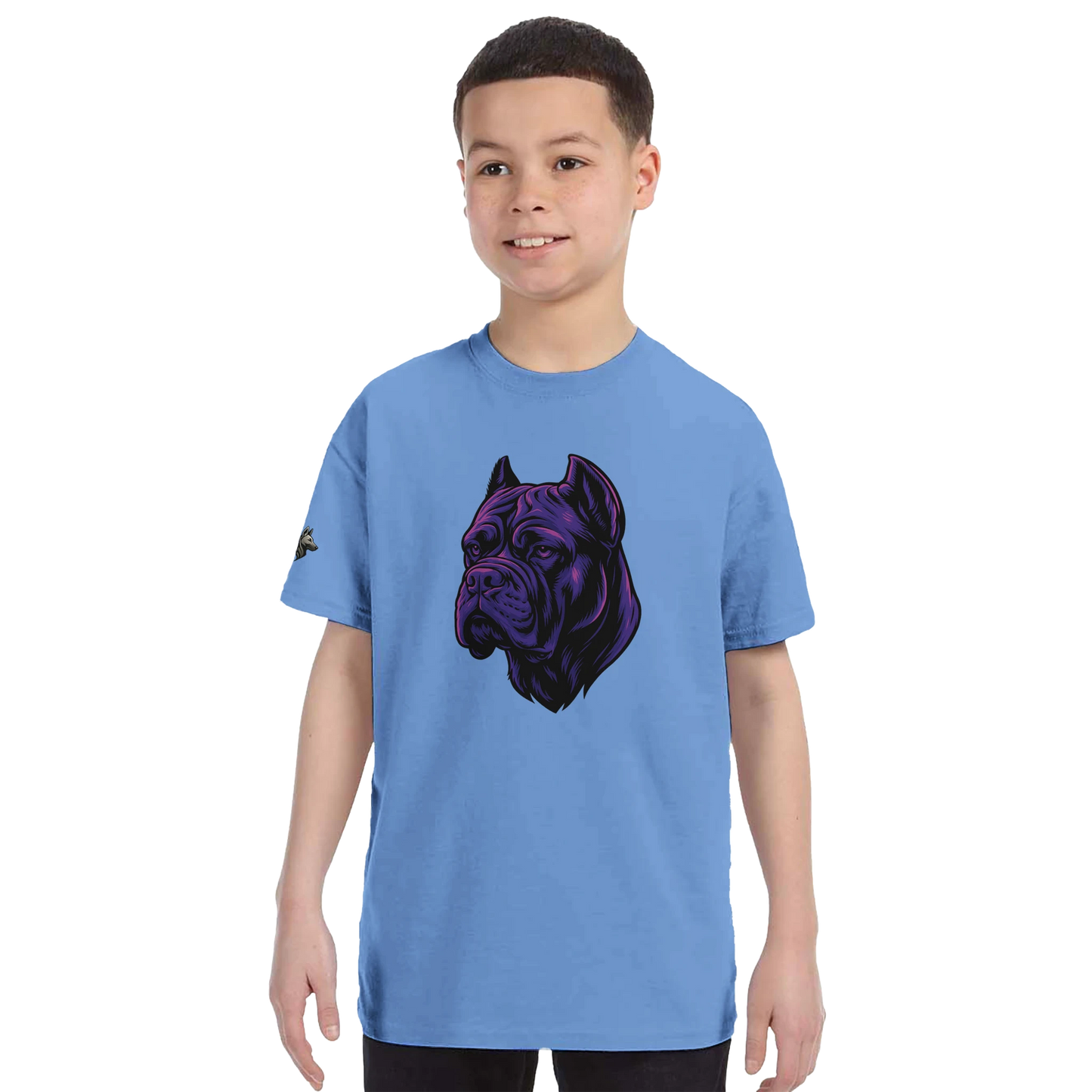 T-shirt enfant unisexe classique ras du cou bleu tête cane Corso