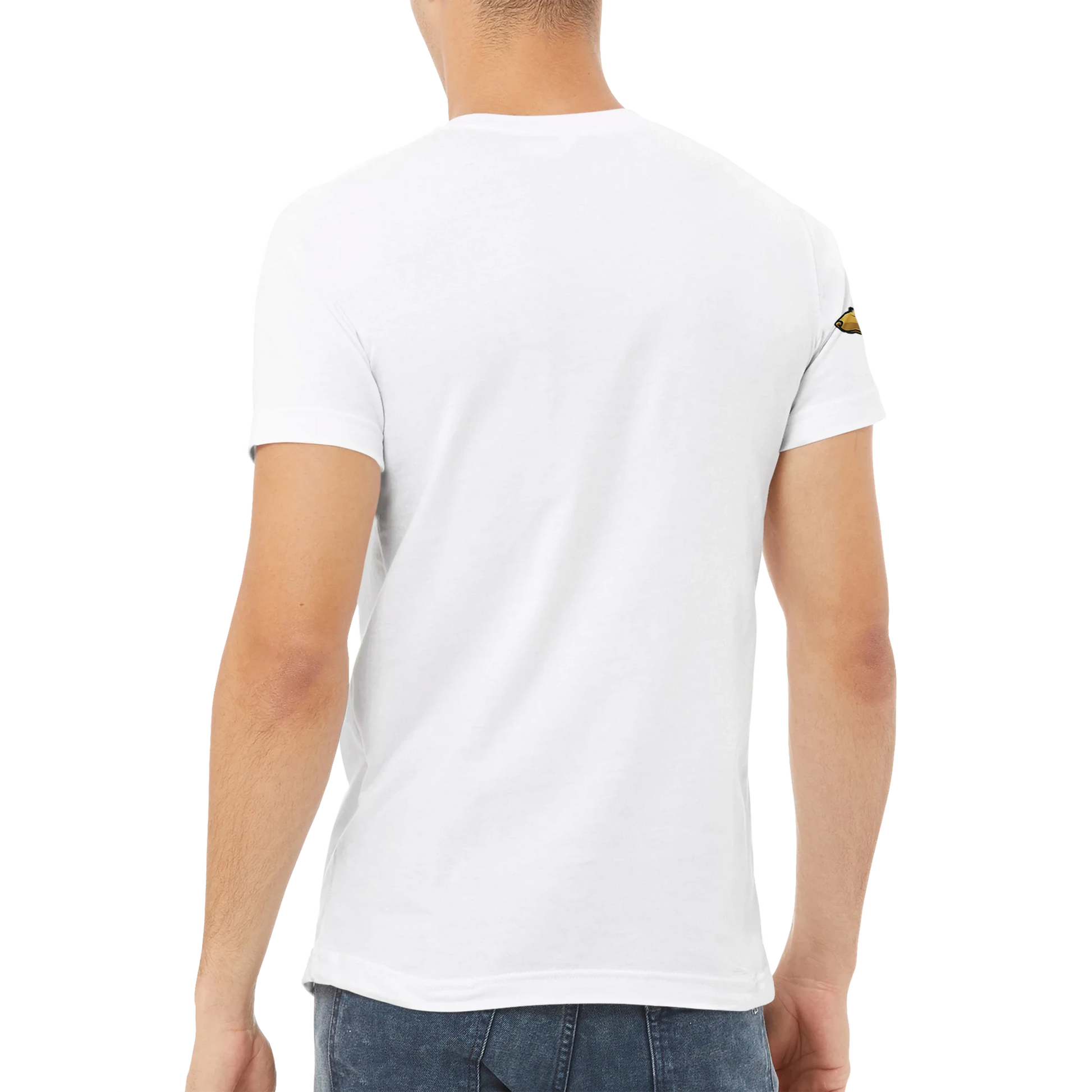 T-shirt unisexe premium uni col en V avec logo sur manche droite MolossDesign