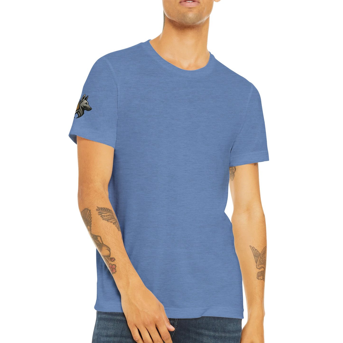 T-shirt sport unisexe Triblend adulte uni avec logo sur manche droite MolossDesign