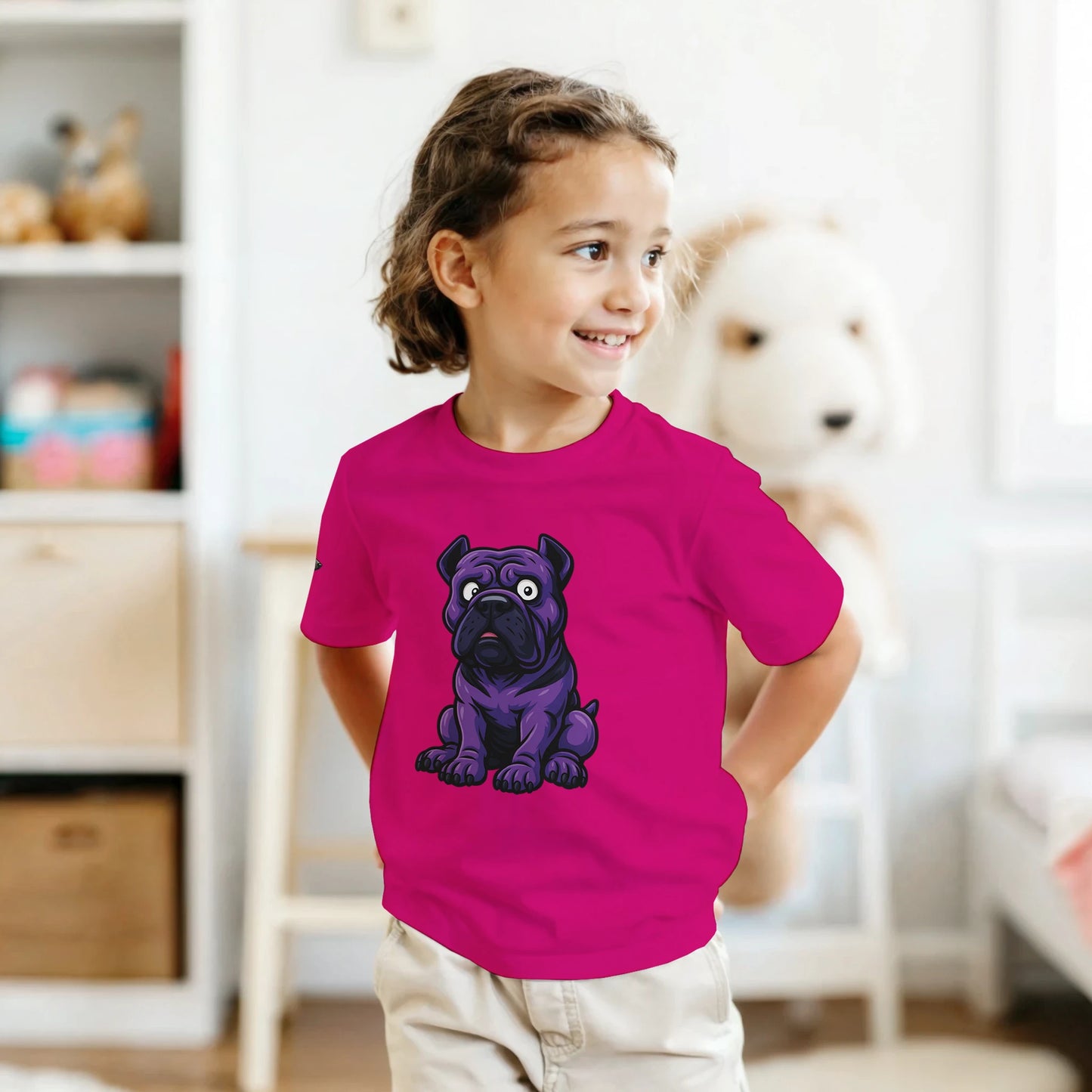 T-shirt enfant unisexe classique ras du cou fuchsia Cane Corso humour