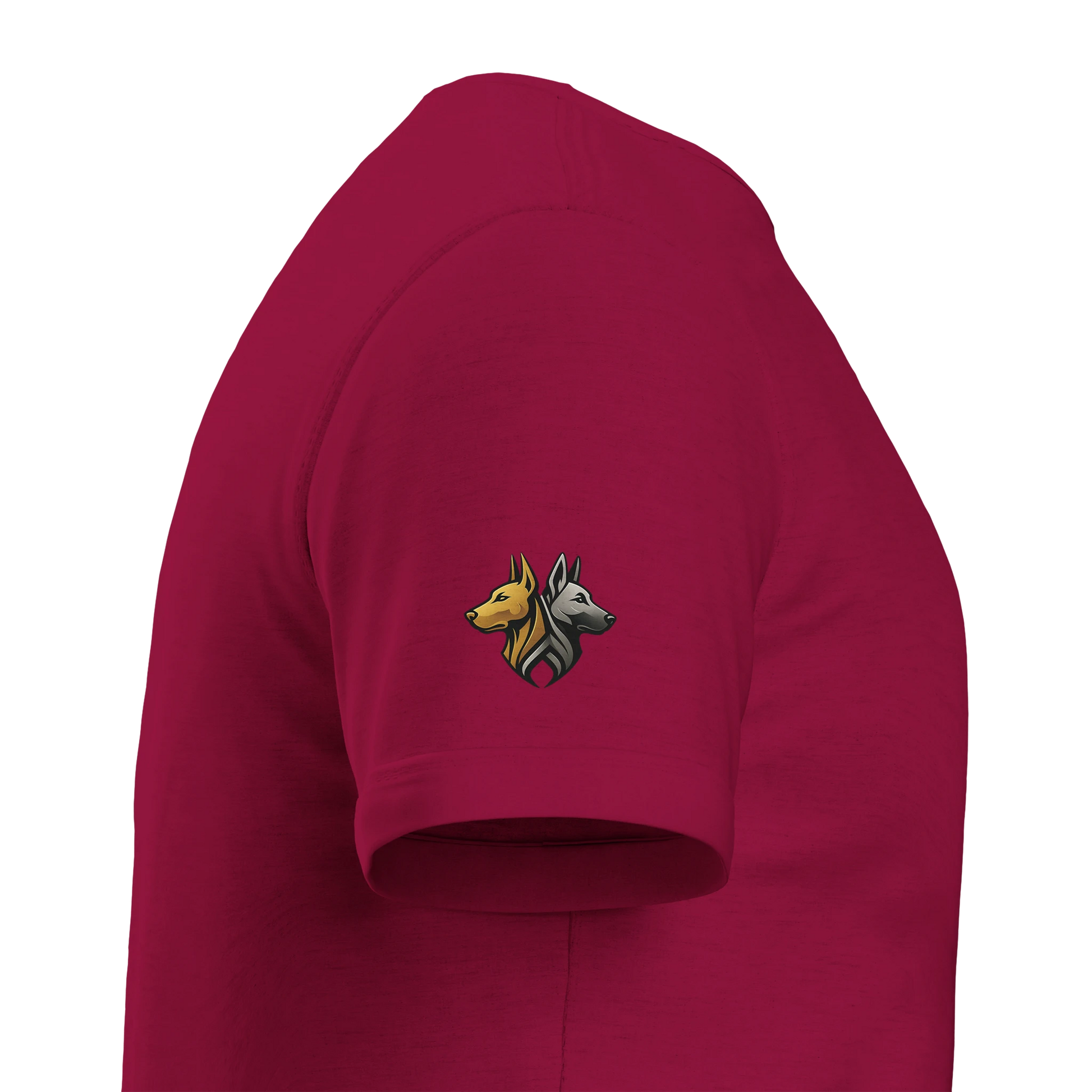 T-shirt enfant classique ras du cou Dobermann humour2 avec logo sur manche droite MolossDesign