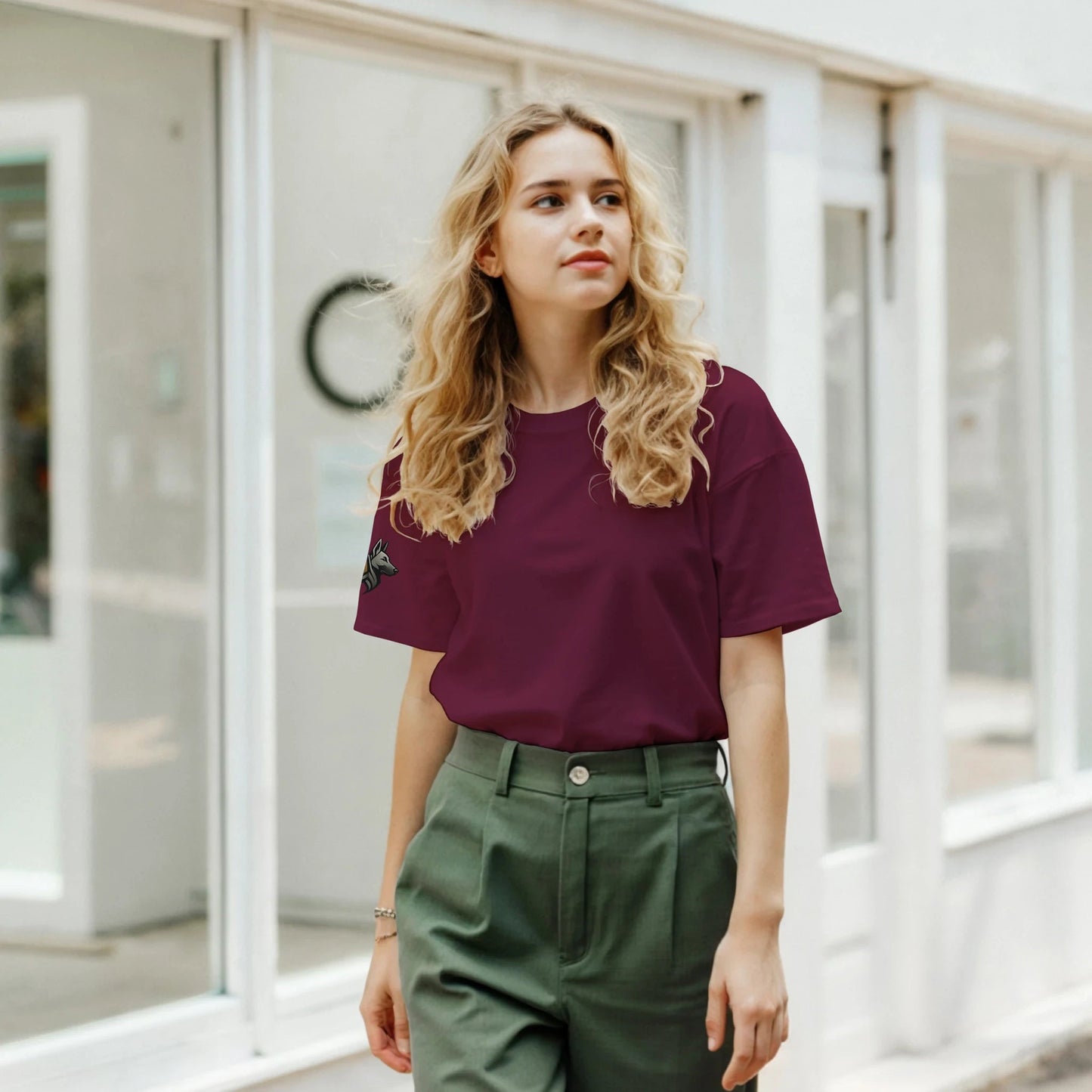 T-shirt adulte unisexe classique ras du cou avec logo sur manche droite MolossDesign