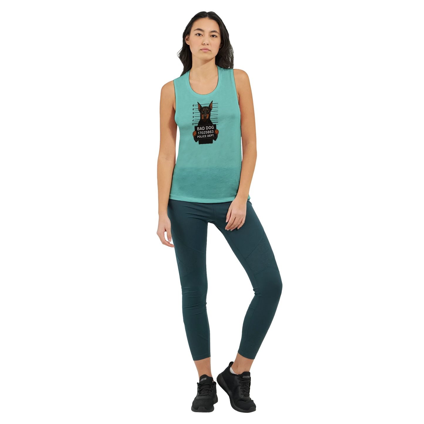 Débardeur pour femme vert menthe Bad dog Dobermann