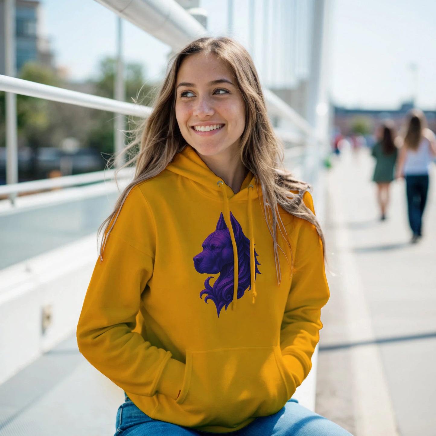 Sweat à capuche adulte unisexe classique jaune tête majestueuse Cane Corso