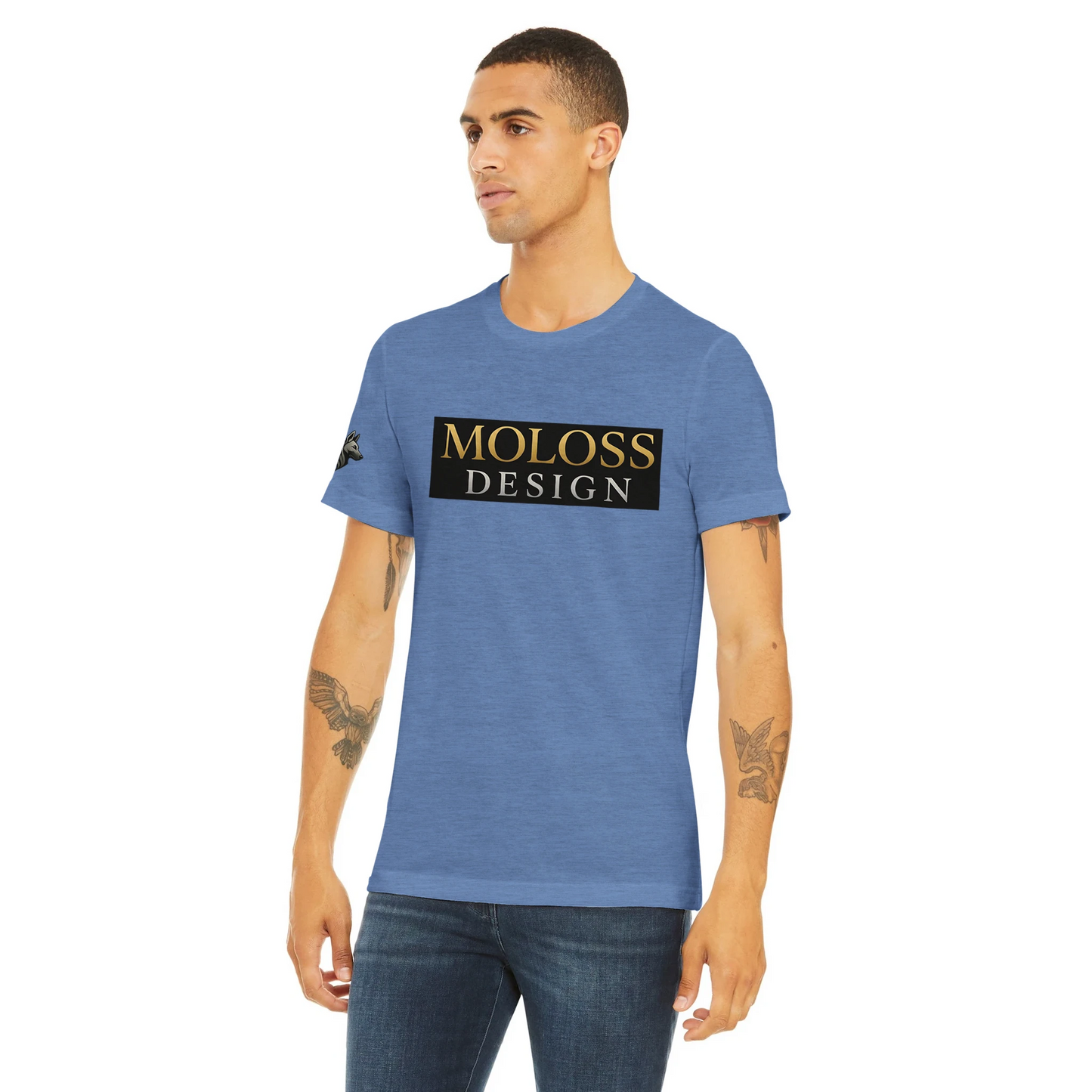 T-shirt  sport unisexe Triblend ras du cou bleu logo MolossDesign