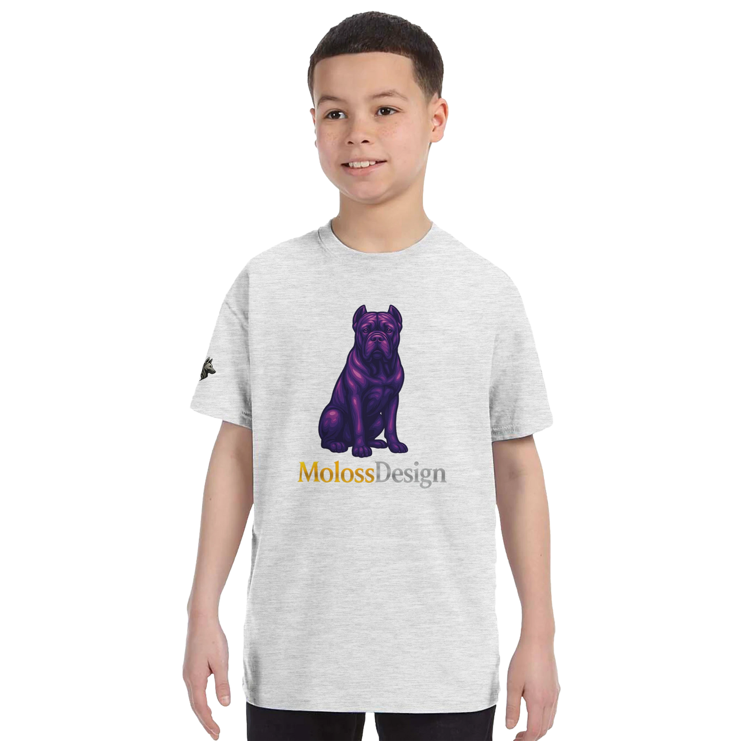 T-shirt enfant unisexe classique ras du cou gris clair Cane Corso MolossDesign