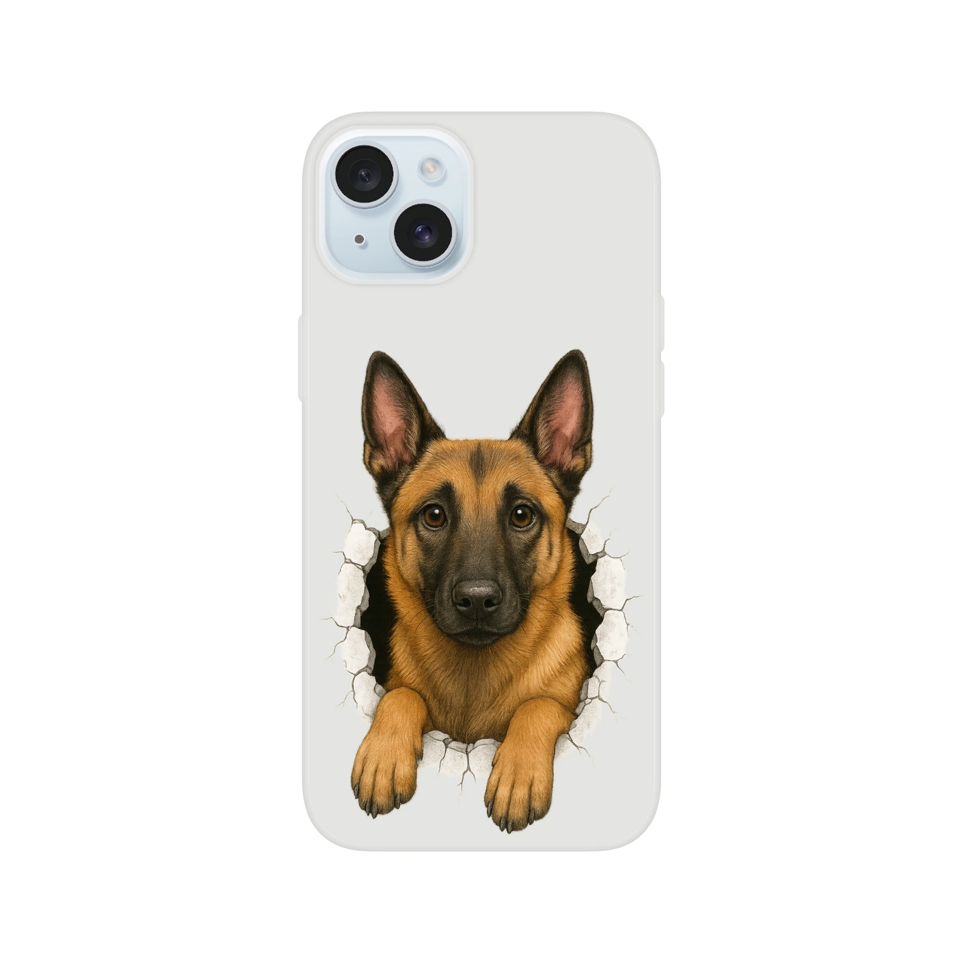 Coque pour Iphone Malinois trou mur2