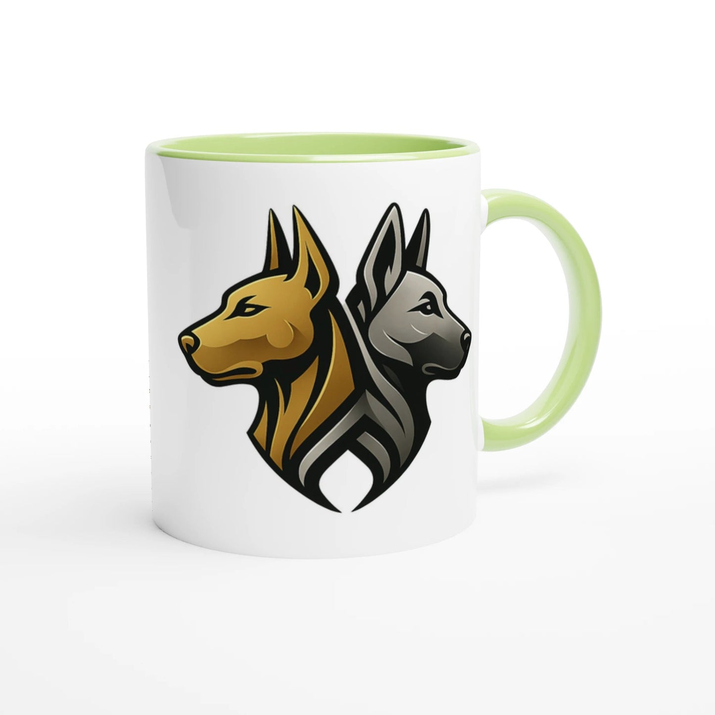 Mug en céramique blanche 325 ml (11 oz) avec intérieur coloré-Affiche Dobermann au crayon noir1 MolossDesign