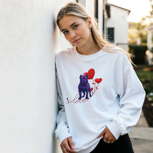 weat-shirt adulte unisexe classique ras du cou blanc I love Cane Corso