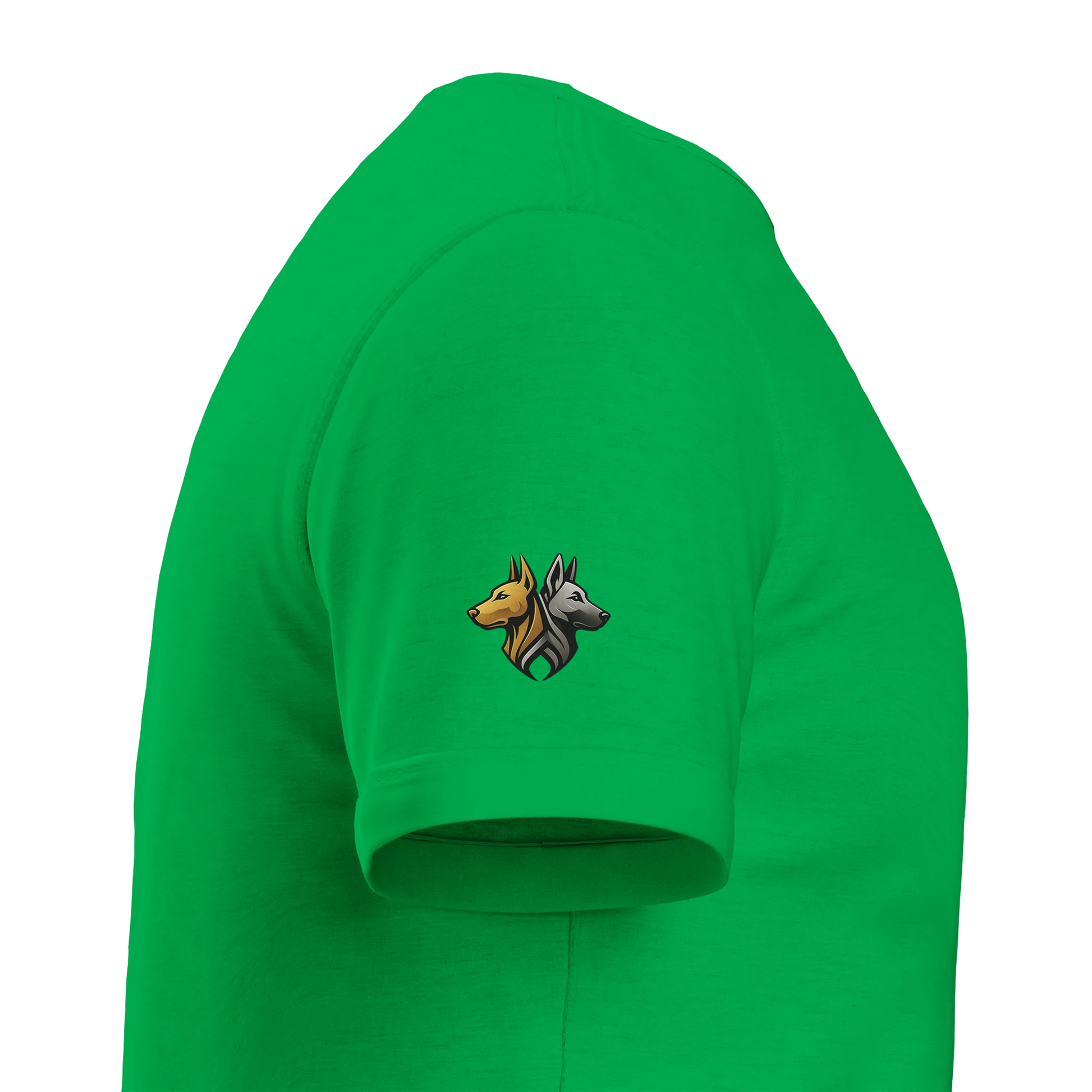 T-shirt enfant classique ras du cou tête Malinois argentée avec logo sur la manche droite MolossDesign