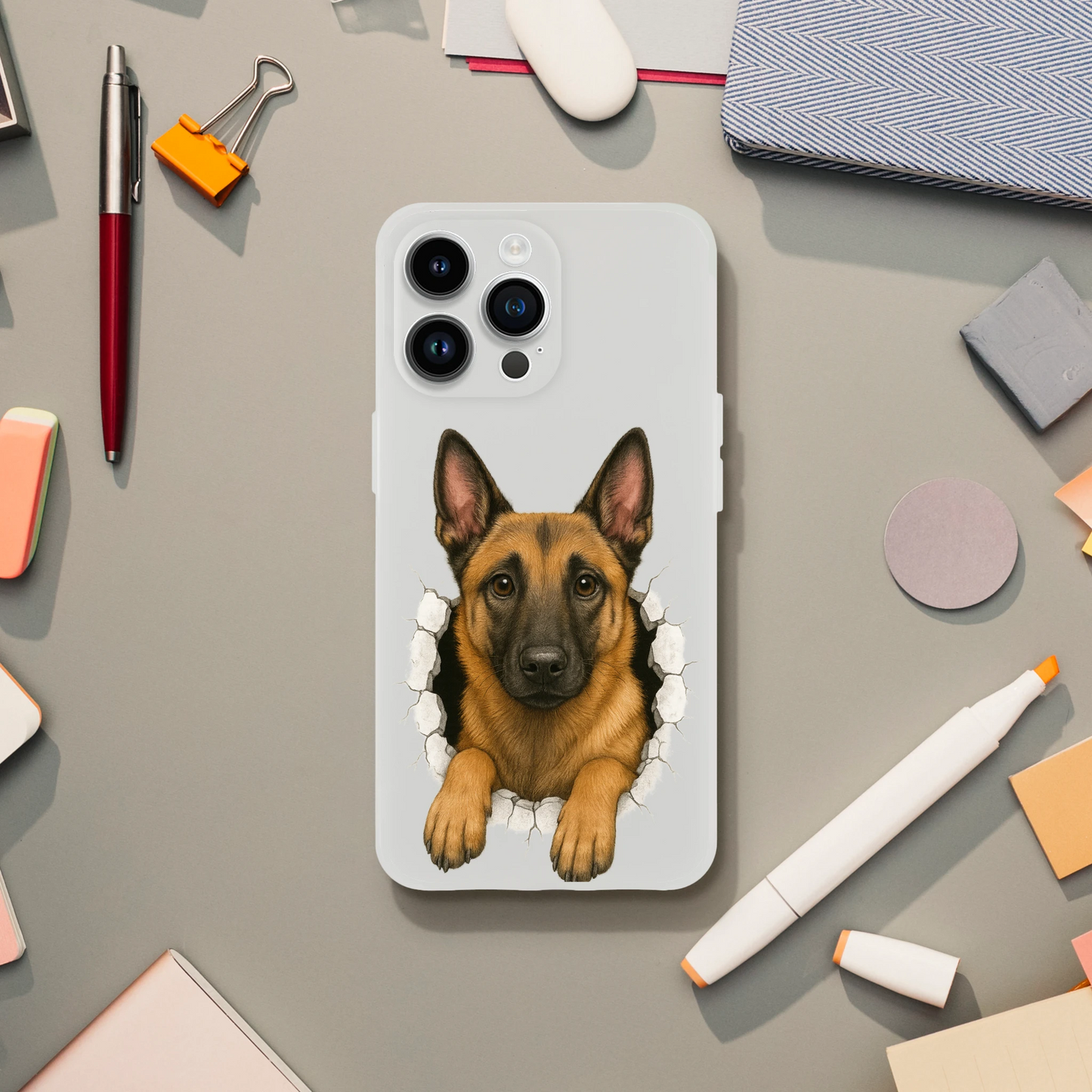 Coque pour Iphone Malinois trou mur2