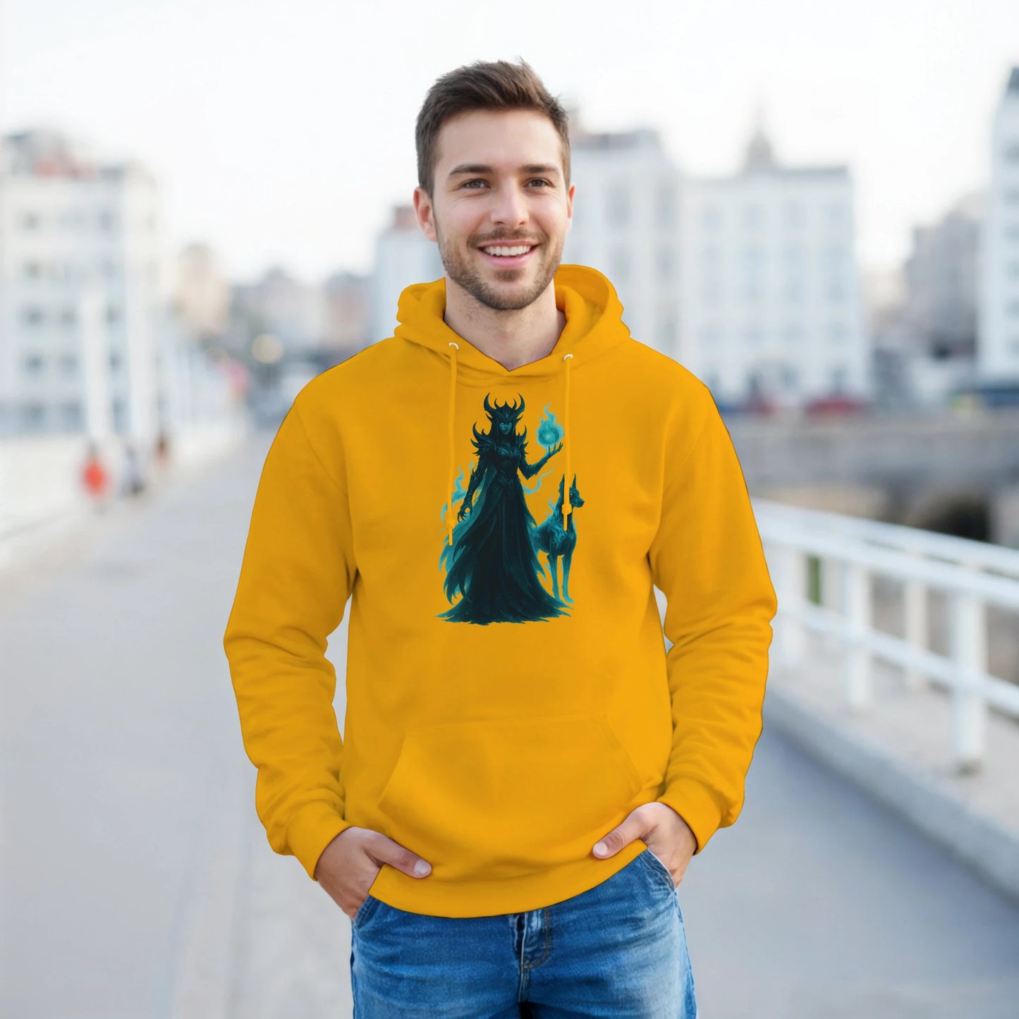 Sweat à capuche adulte unisexe classique jaune Fantastique Dobermann