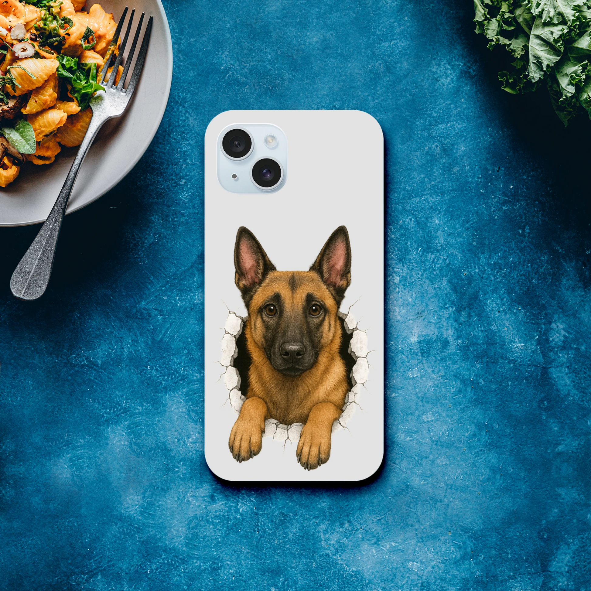 Coque résistante pour Iphone Malinois trou mur2
