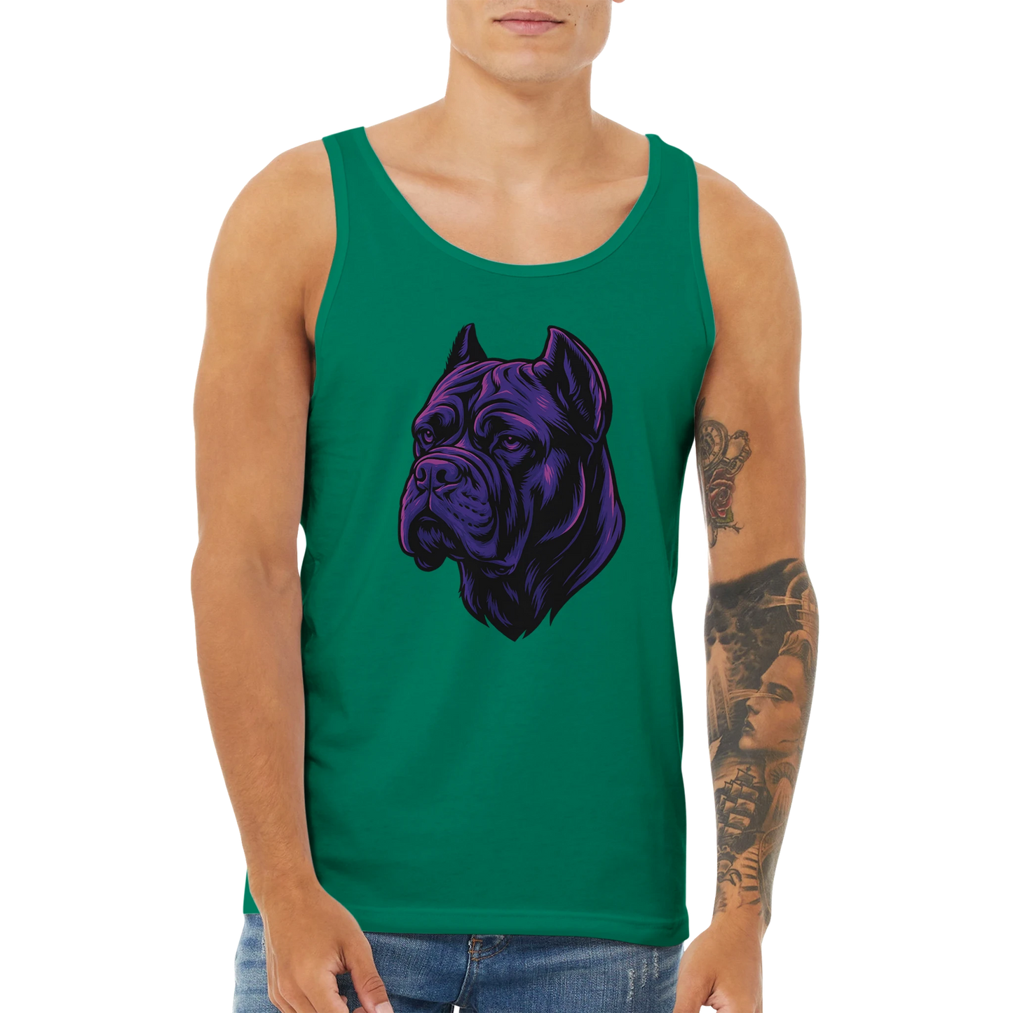 Débardeur adulte unisexe premium vert tête Cane Corso