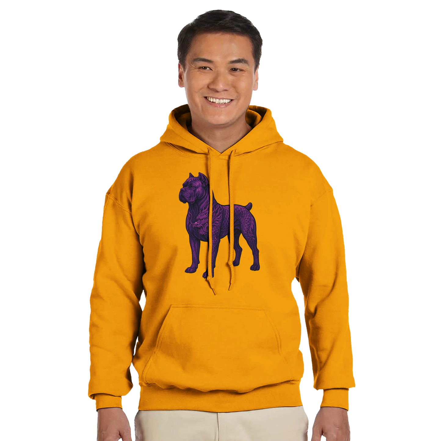 Sweat à capuche adulte unisexe classique jaune Dragon Cane Corso