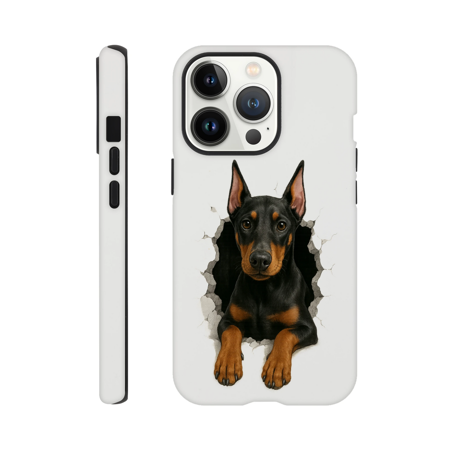 Coque résistante pour Iphone-Dobermann trou mur