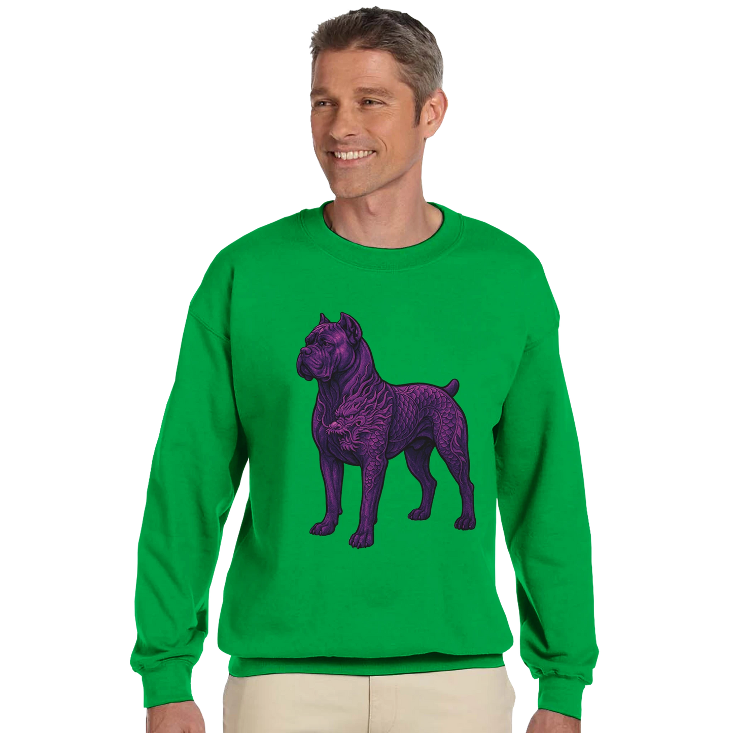 Sweat-shirt adulte unisexe classique ras du cou vert Cane Corso