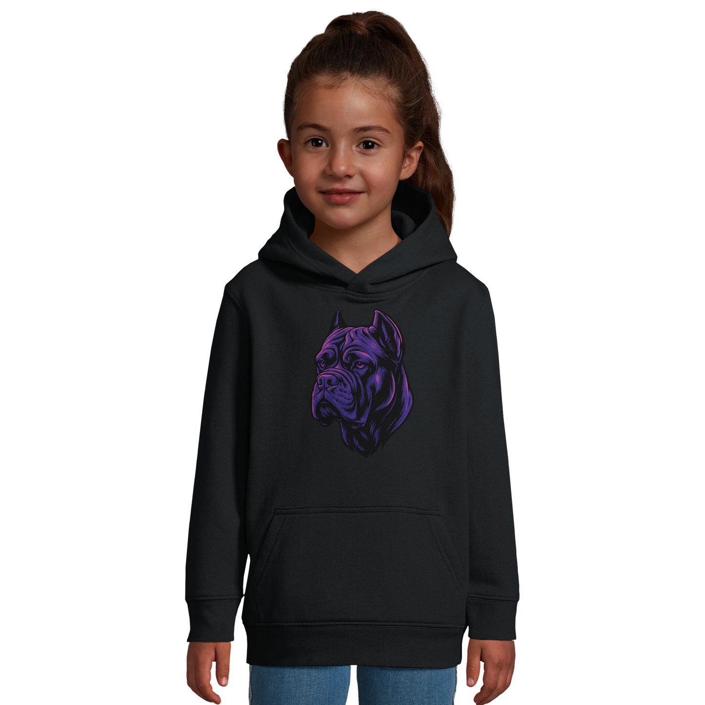 Sweat-shirt à capuche enfant noir tête Cane Corso