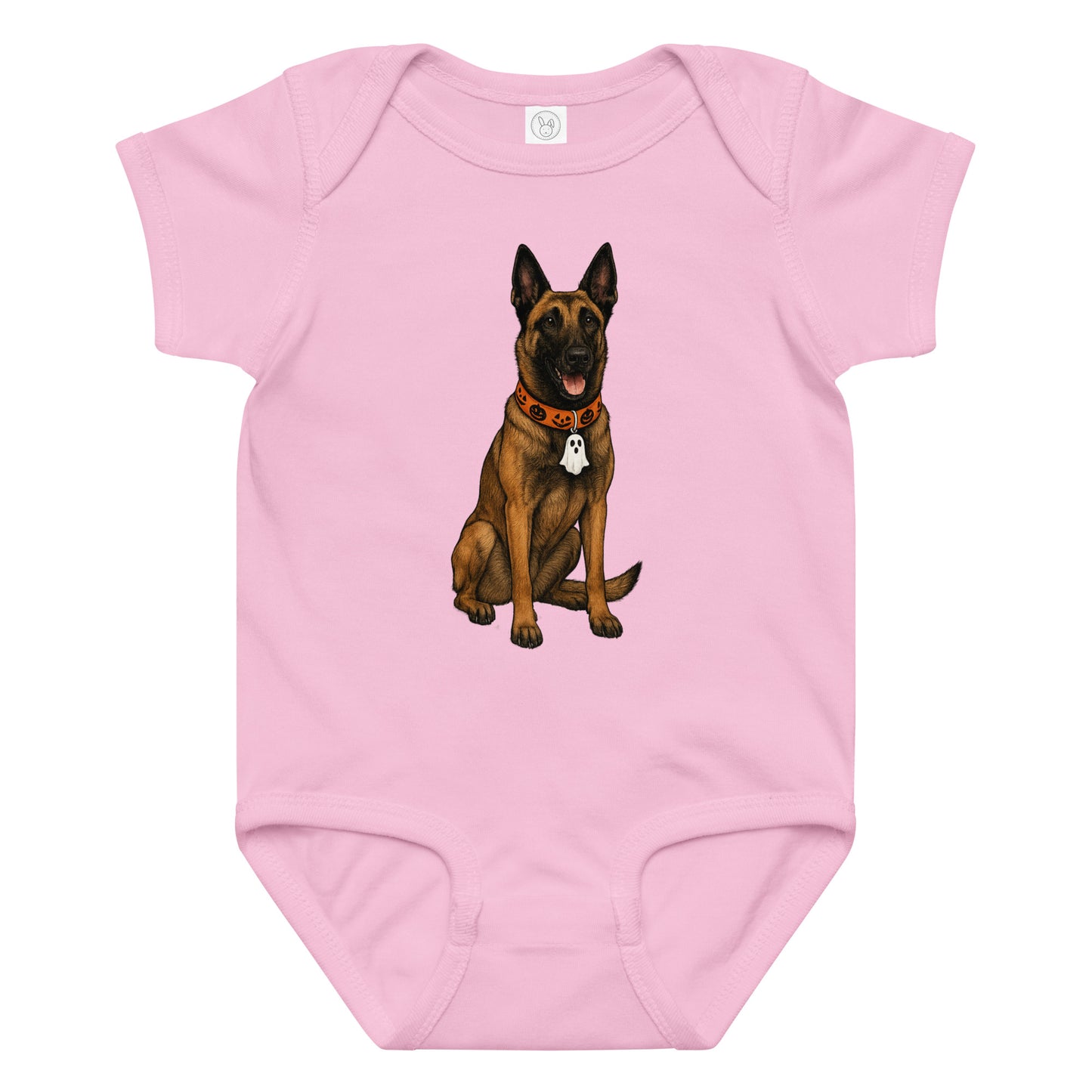 Body bébé en jersey manches courtes rose Malinois halloween