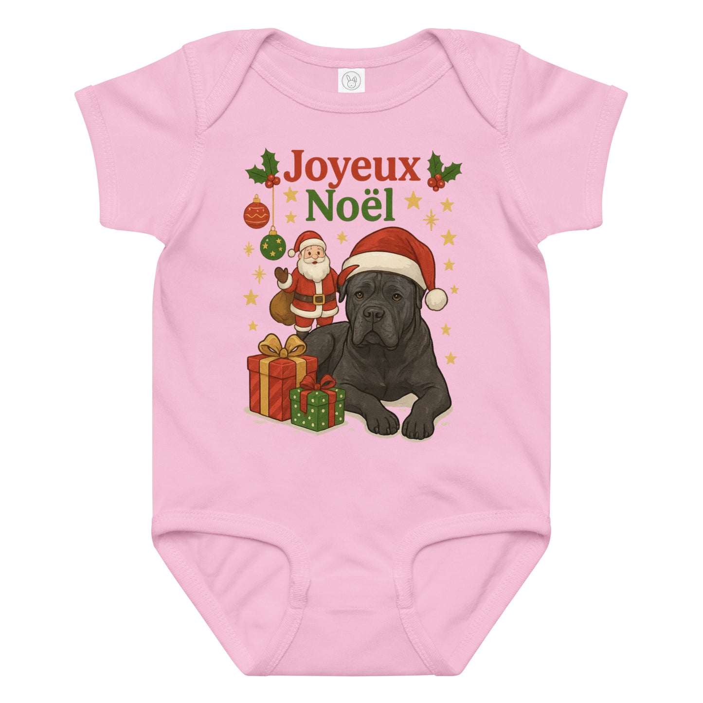 Body en jersey bébé rose Noel Cane Corso