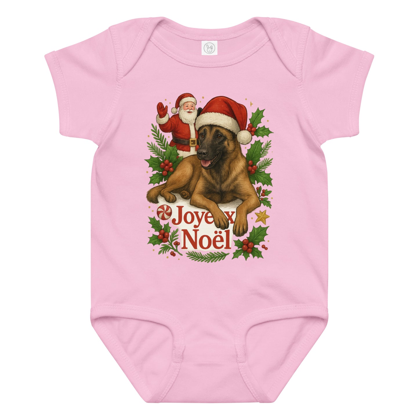 Body en jersey bébé rose Noel Malinois