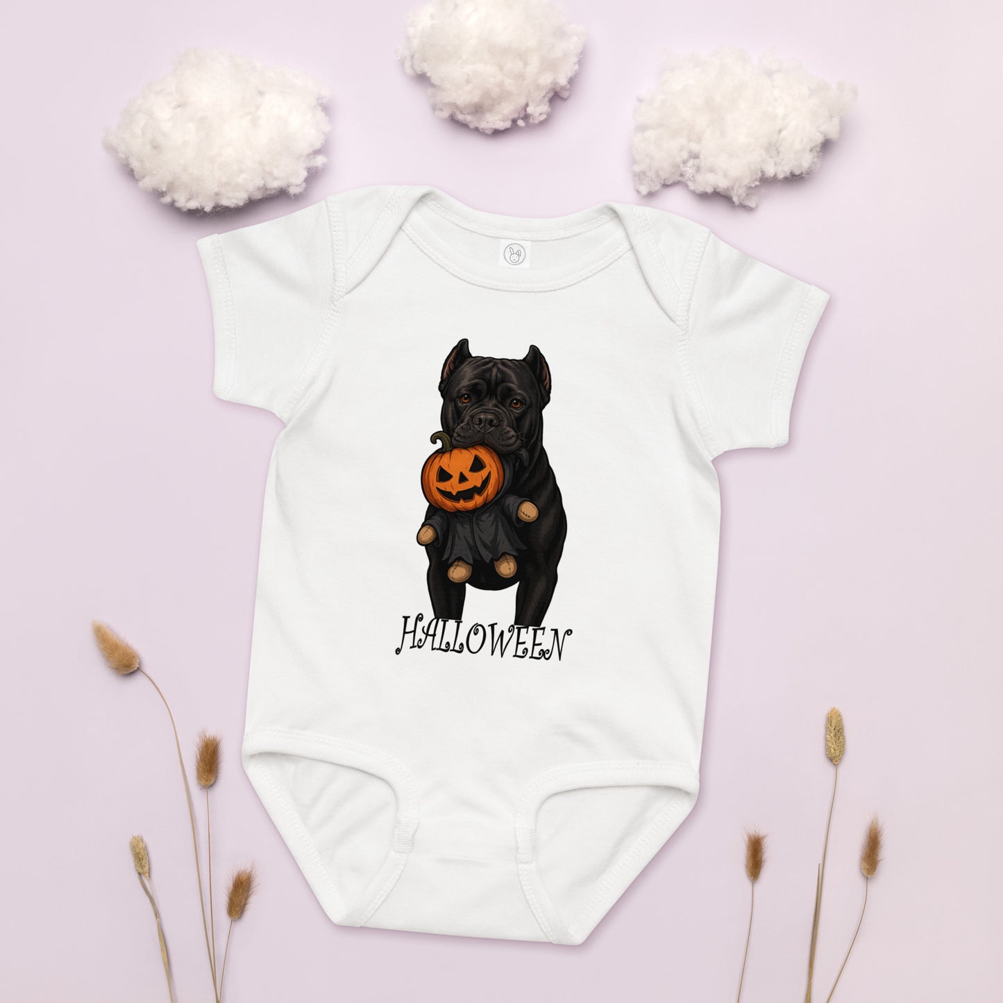 Body en jersey bébé blanc Cane Corso Halloween