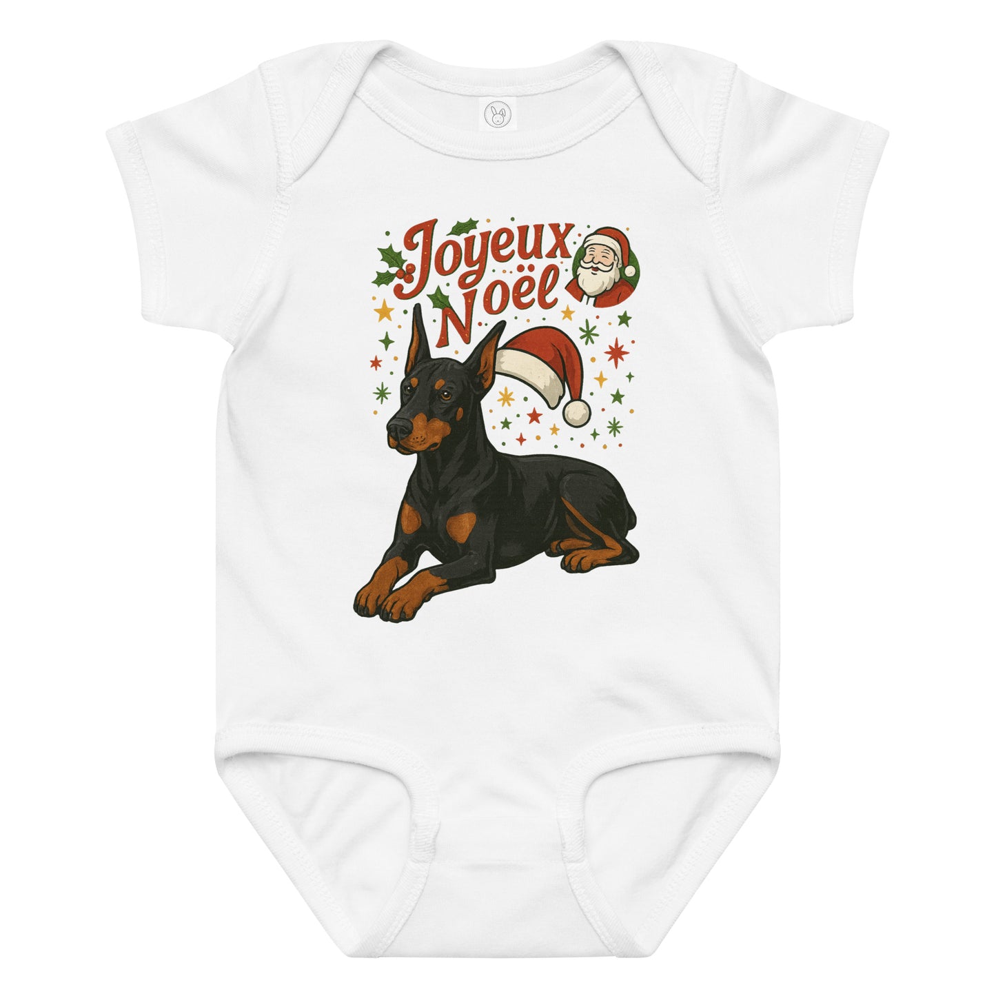 Body en jersey bébé blanc Noel Dobermann