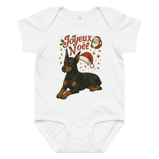 Body en jersey bébé blanc Noel Dobermann