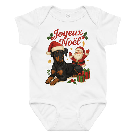 Body en jersey bébé blanc Noel Dobermann
