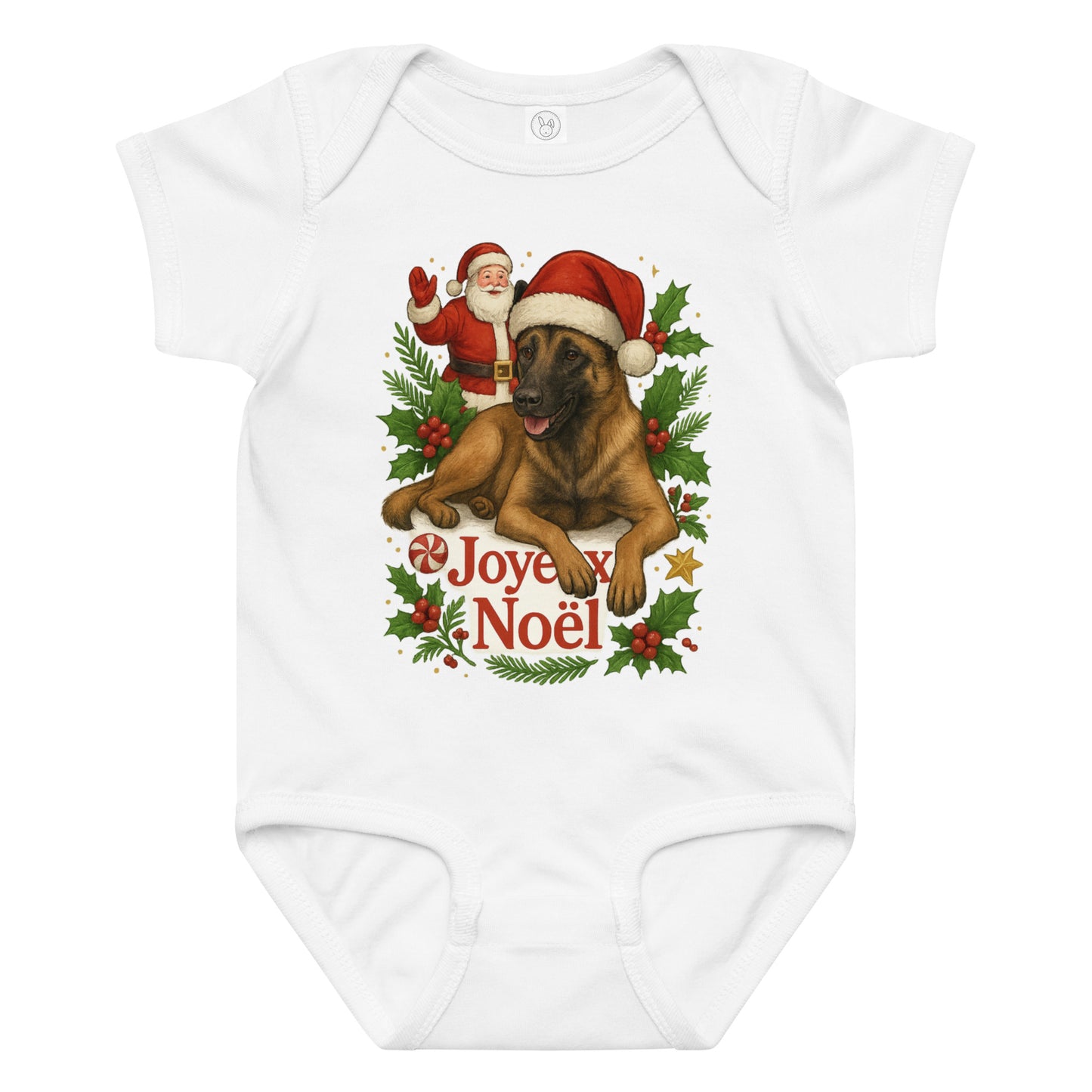 Body en jersey bébé blanc Noel Malinois