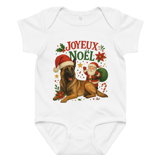 Body en jersey bébé blanc Noel Malinois