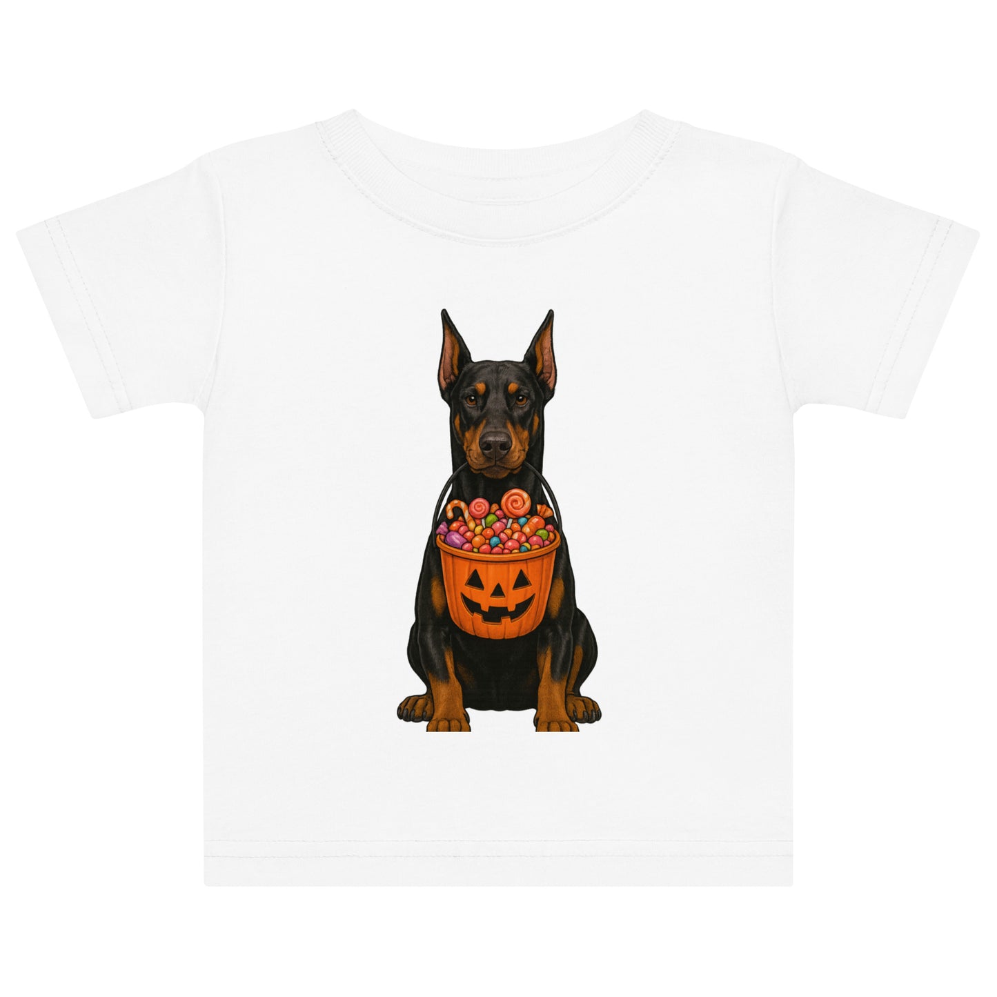 T-shirt en jersey bébé blanc Dobermann Halloween