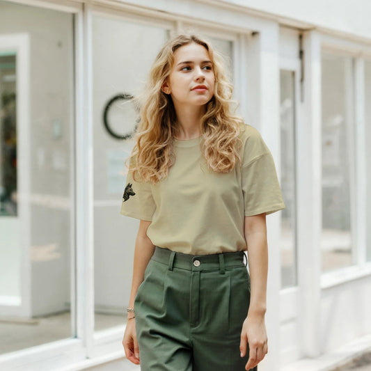 T-shirt adulte unisexe classique ras du cou avec logo sur manche droite MolossDesign