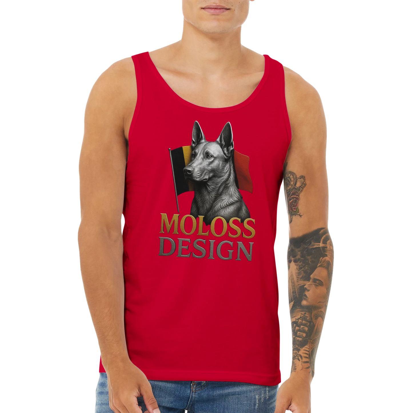 Débardeur adulte unisexe premium rouge Malinois drapeau