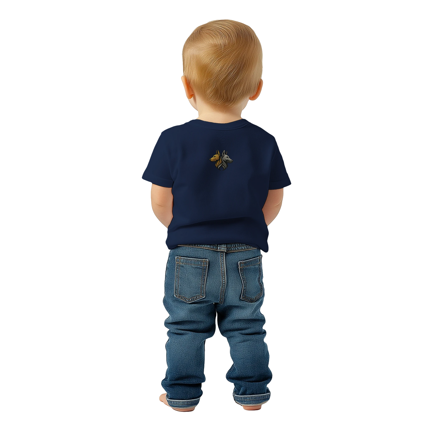 T-shirt bébé bleu marine coton manches courtes Malinois logo MolossDesign