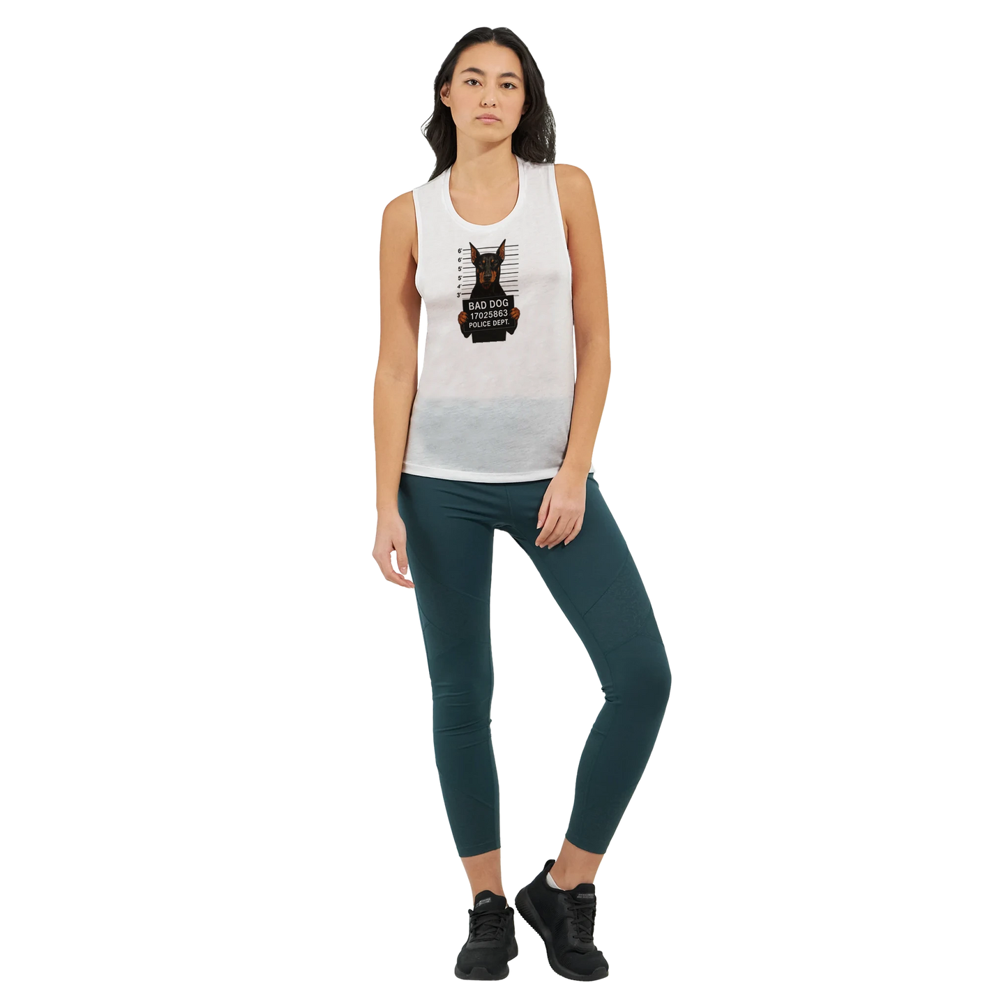 Débardeur pour femme blanc Bad dog Dobermann