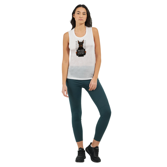 Débardeur pour femme blanc Bad dog Dobermann