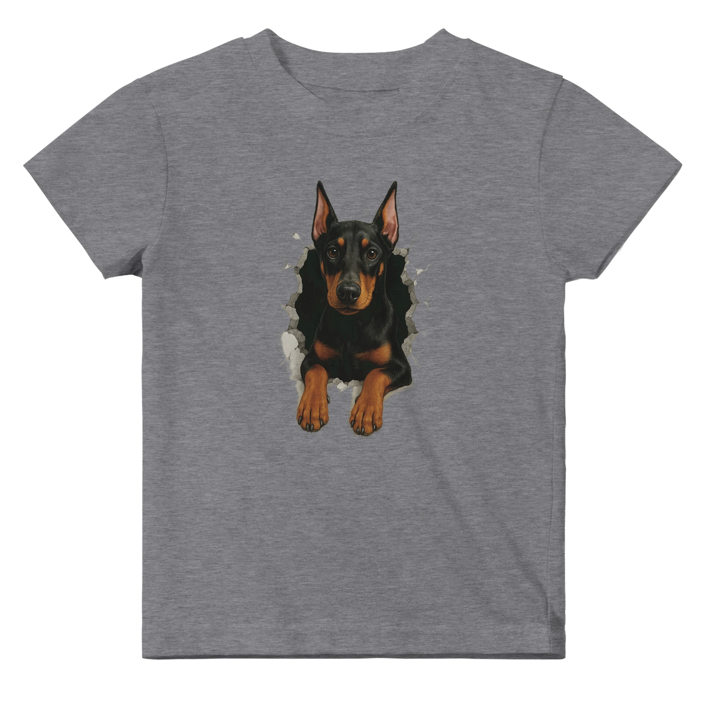 T-shirt bébé gris coton manches courtes Dobermann