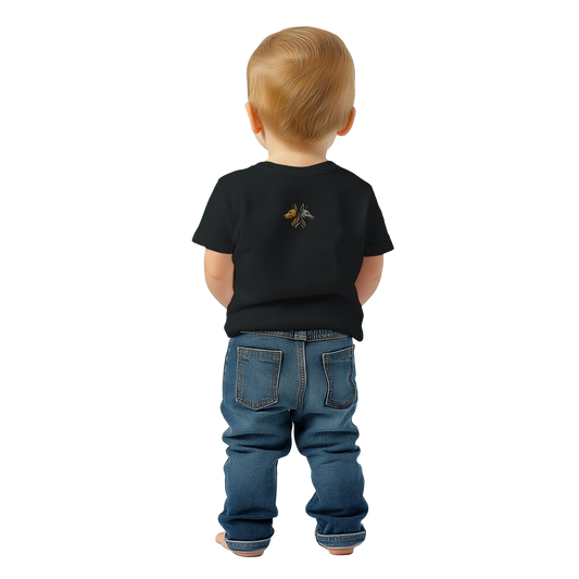 T-shirt bébé classique ras du cou Dobermann humour1 avec logo sur le dos MolossDesign