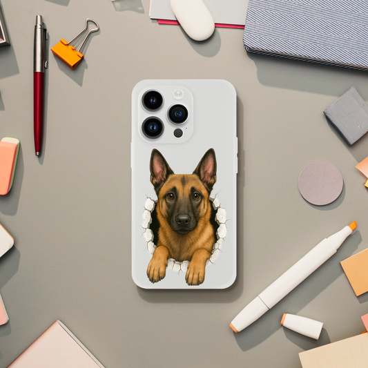Coque pour Iphone Malinois trou mur2