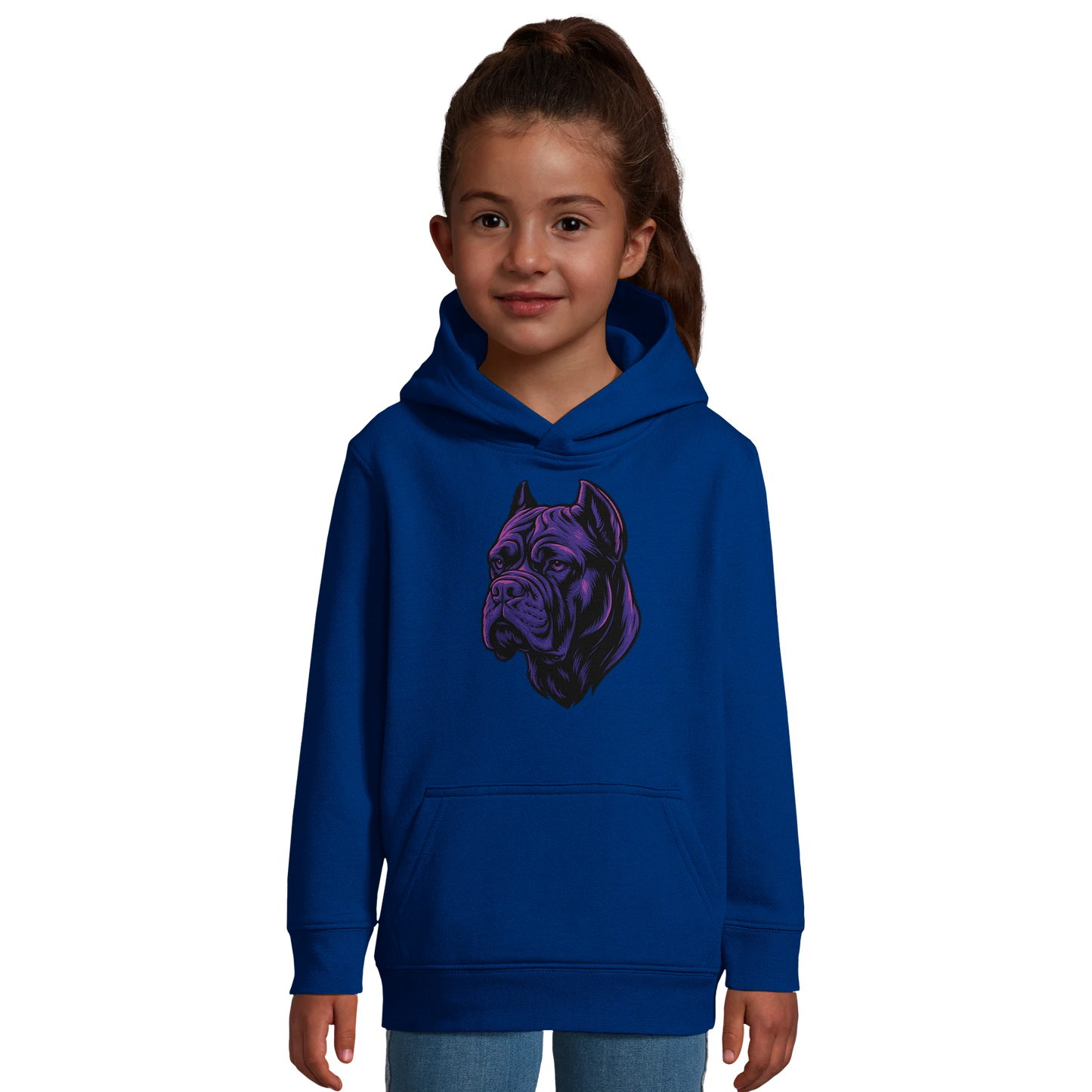 Sweat-shirt à capuche enfant bleu tête Cane Corso