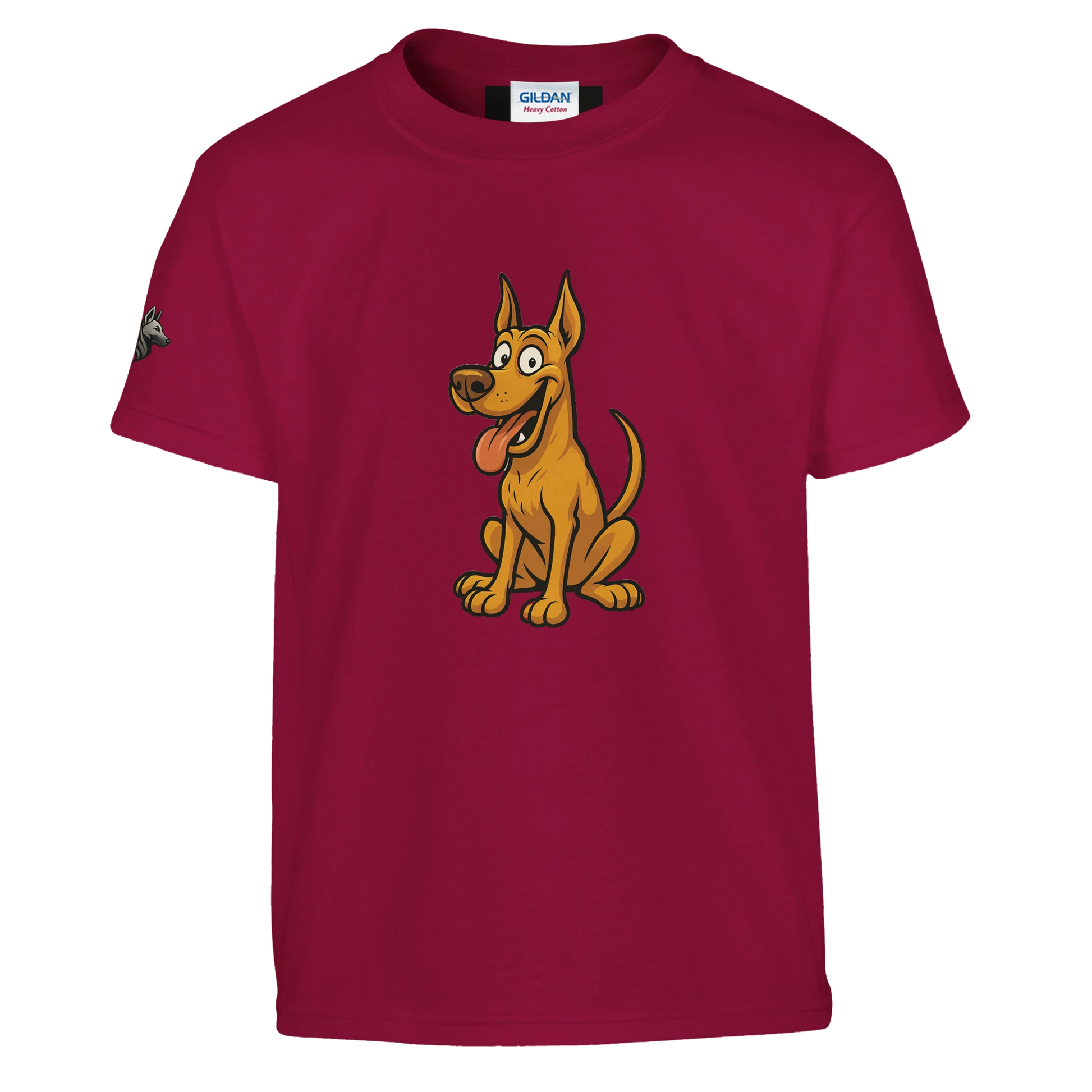 T-shirt enfant classique ras du cou Dobermann humour2 avec logo sur manche droite MolossDesign