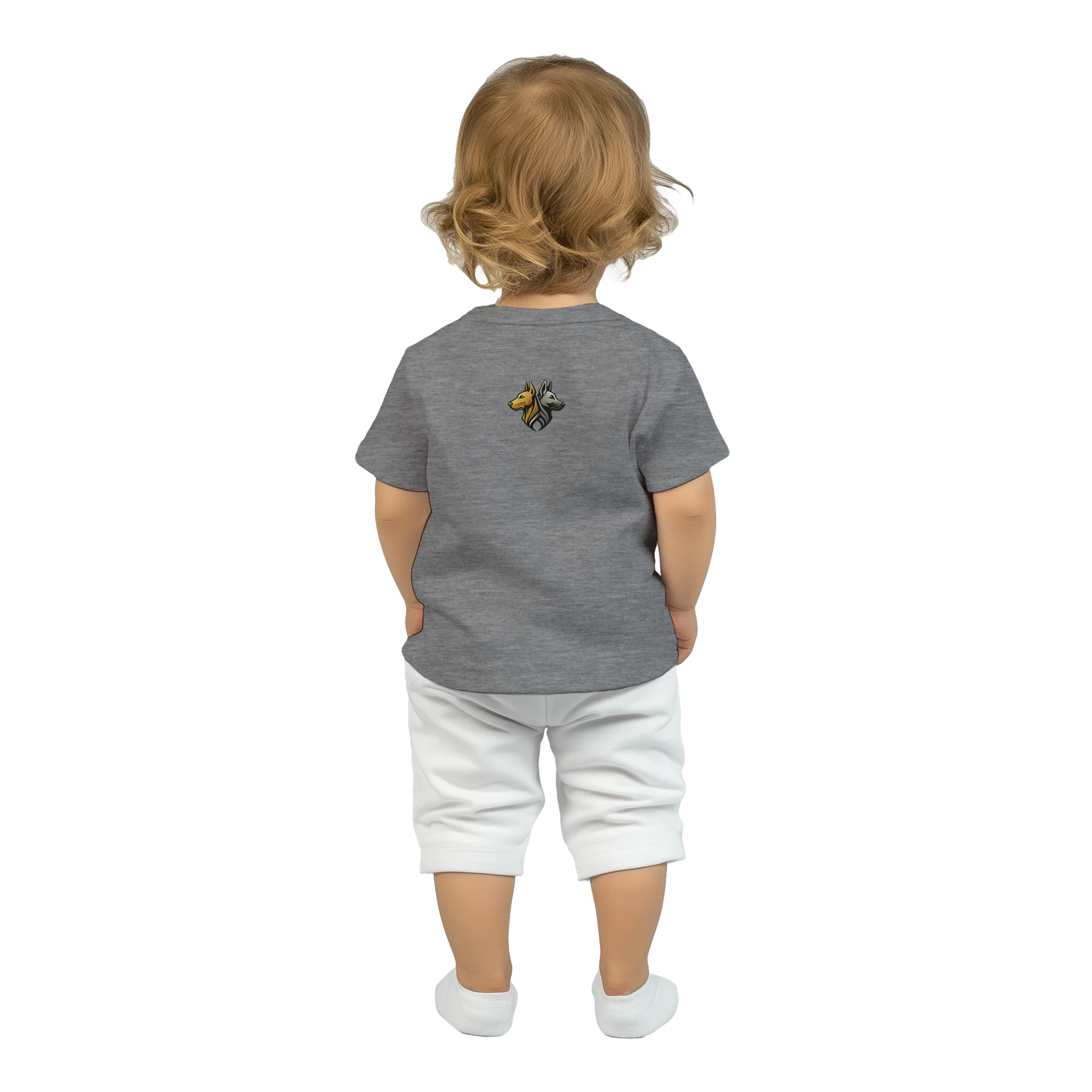 T-shirt bébé gris coton manches courtes Dobermann arc en ciel logo MolossDesign