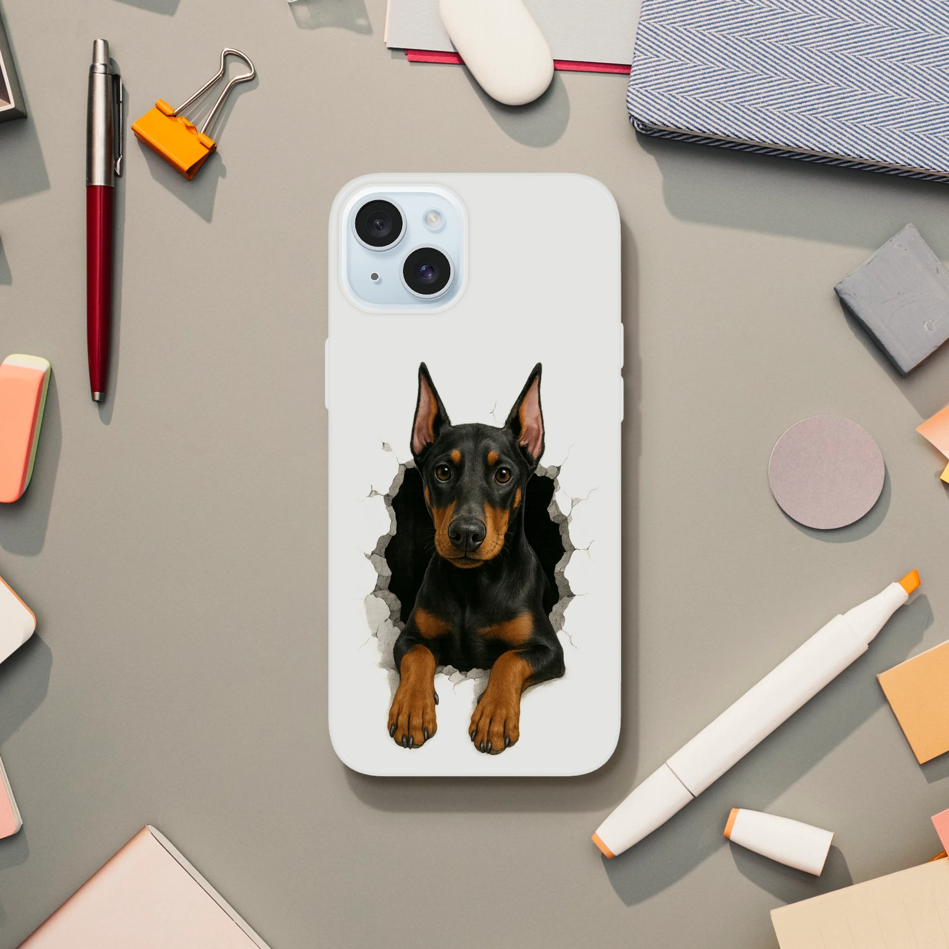Coque pour Iphone Dobermann trou mur