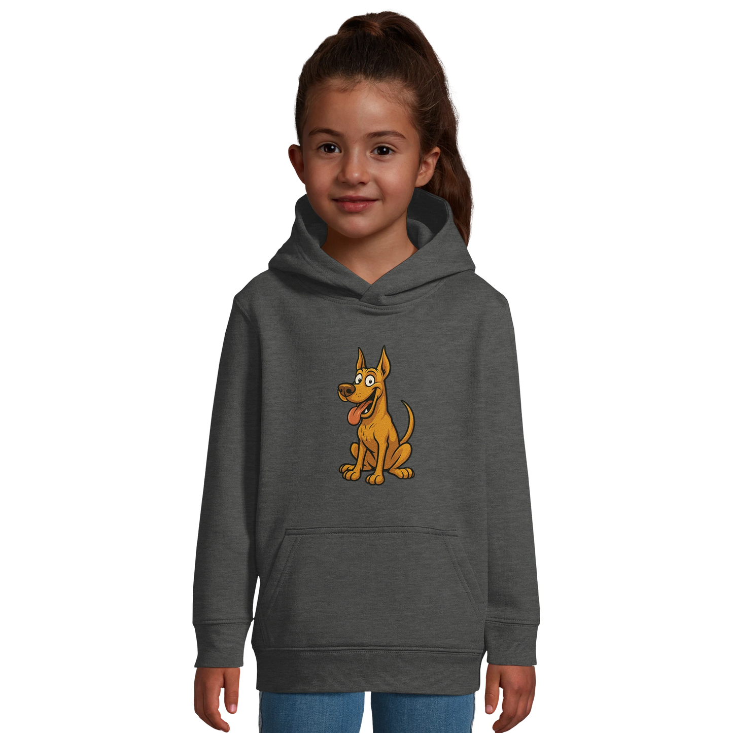 Sweat-shirt à capuche enfant gris Dobermann humour