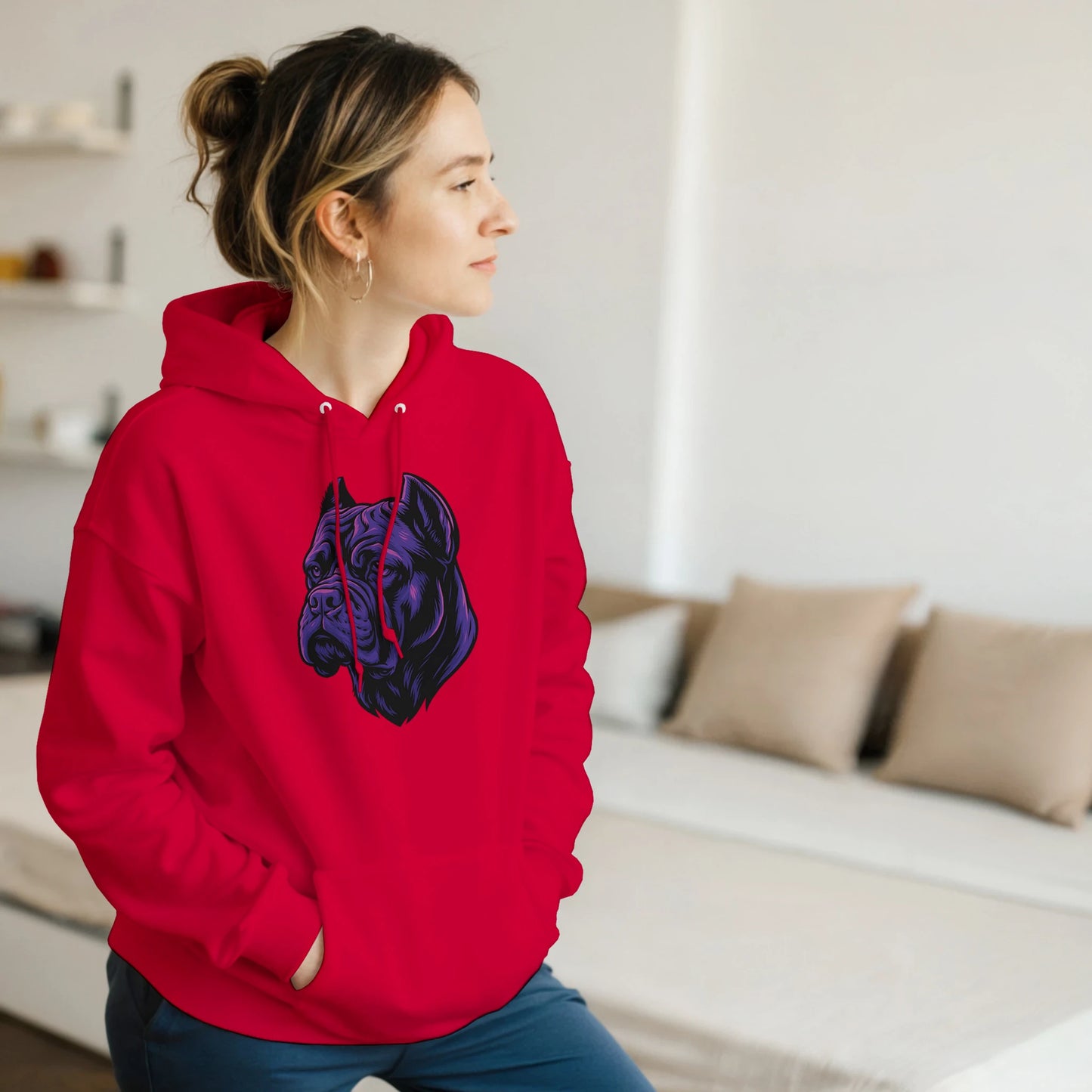 Sweat à capuche adulte unisexe classique rouge tête Cane Corso