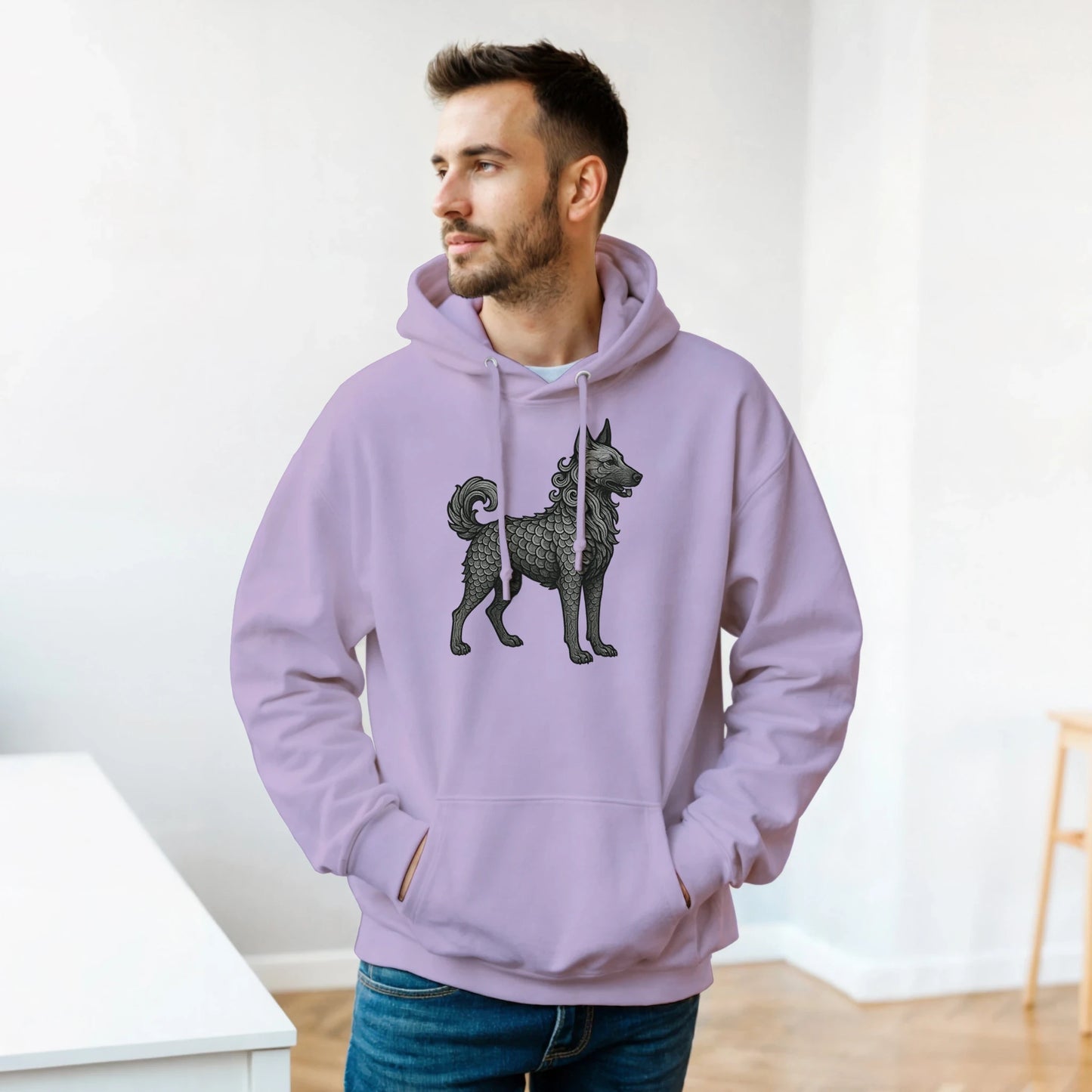 Sweat à capuche adulte unisexe classique violet Dragon Malinois