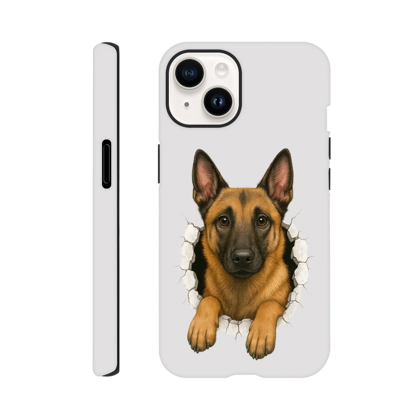 Coque résistante pour Iphone Malinois trou mur2