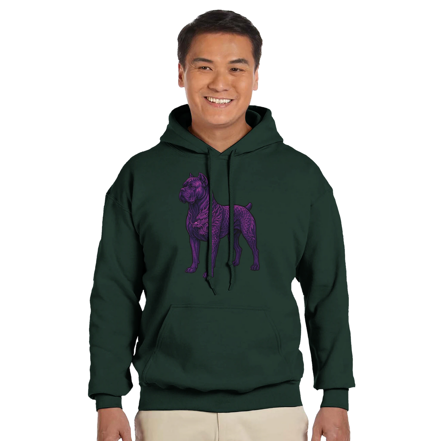 Sweat à capuche adulte unisexe classique vert Dragon Cane Corso